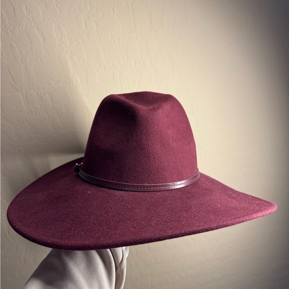 Burgundy Wide-Brim Hat - Picture 2 of 4